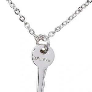 TGK Delicate Silver Key Pendant Necklace - Silver